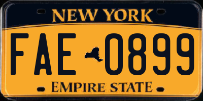 NY license plate FAE0899