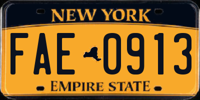 NY license plate FAE0913