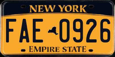 NY license plate FAE0926