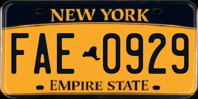 NY license plate FAE0929