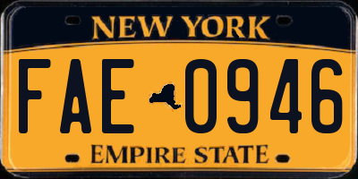 NY license plate FAE0946
