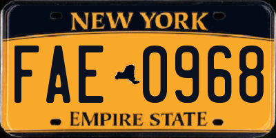 NY license plate FAE0968