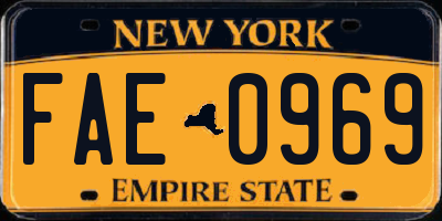 NY license plate FAE0969