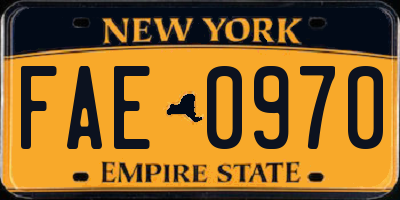 NY license plate FAE0970