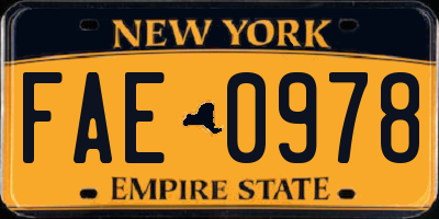 NY license plate FAE0978