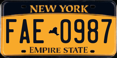NY license plate FAE0987