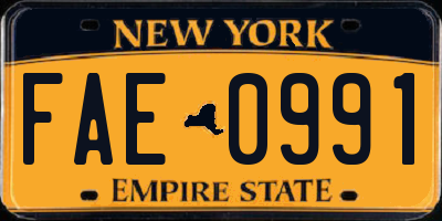 NY license plate FAE0991