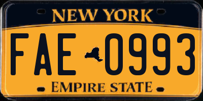 NY license plate FAE0993