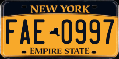 NY license plate FAE0997