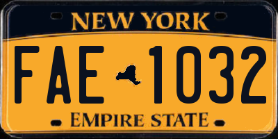 NY license plate FAE1032