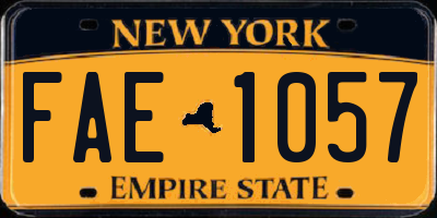 NY license plate FAE1057