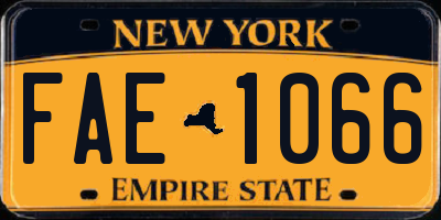 NY license plate FAE1066