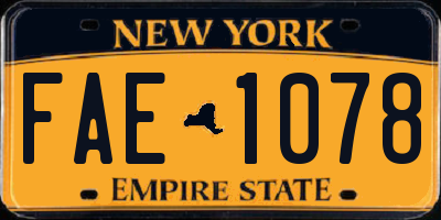 NY license plate FAE1078