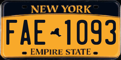 NY license plate FAE1093