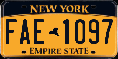 NY license plate FAE1097