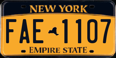 NY license plate FAE1107