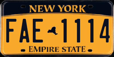 NY license plate FAE1114