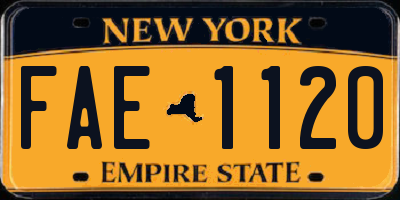 NY license plate FAE1120