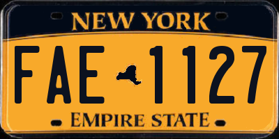 NY license plate FAE1127