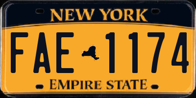 NY license plate FAE1174