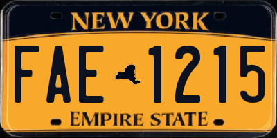 NY license plate FAE1215