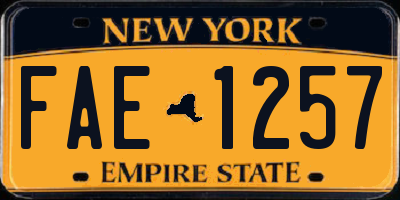 NY license plate FAE1257