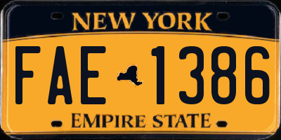 NY license plate FAE1386