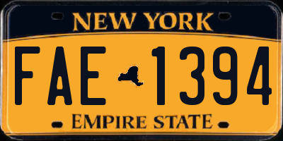 NY license plate FAE1394