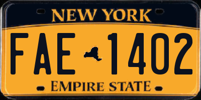 NY license plate FAE1402