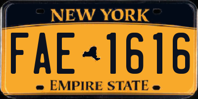NY license plate FAE1616