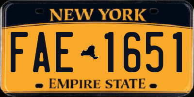 NY license plate FAE1651