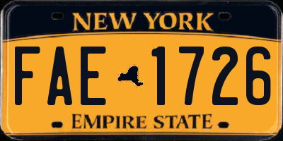 NY license plate FAE1726