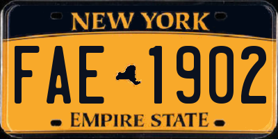 NY license plate FAE1902