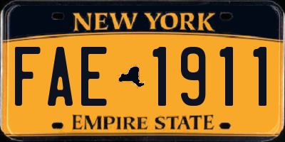 NY license plate FAE1911