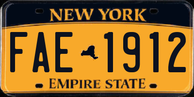 NY license plate FAE1912