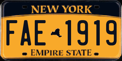 NY license plate FAE1919