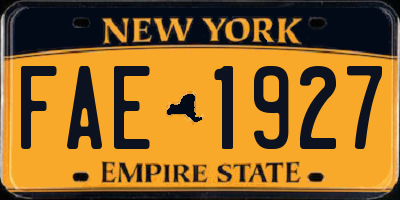NY license plate FAE1927