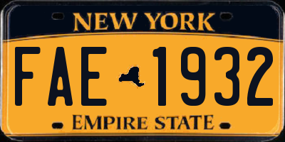 NY license plate FAE1932