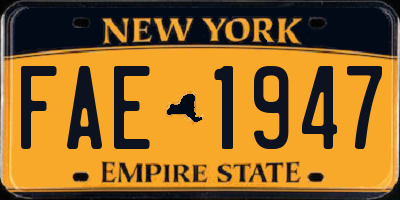 NY license plate FAE1947