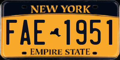 NY license plate FAE1951