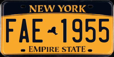 NY license plate FAE1955