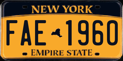 NY license plate FAE1960