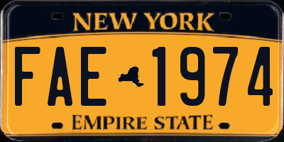 NY license plate FAE1974