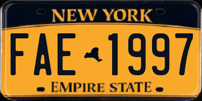 NY license plate FAE1997