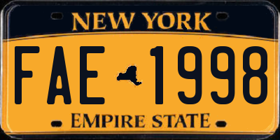 NY license plate FAE1998