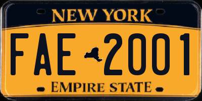 NY license plate FAE2001