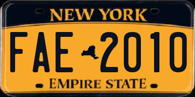 NY license plate FAE2010