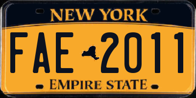 NY license plate FAE2011