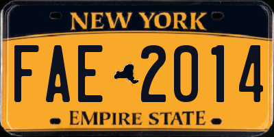 NY license plate FAE2014