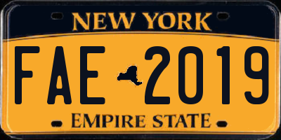 NY license plate FAE2019